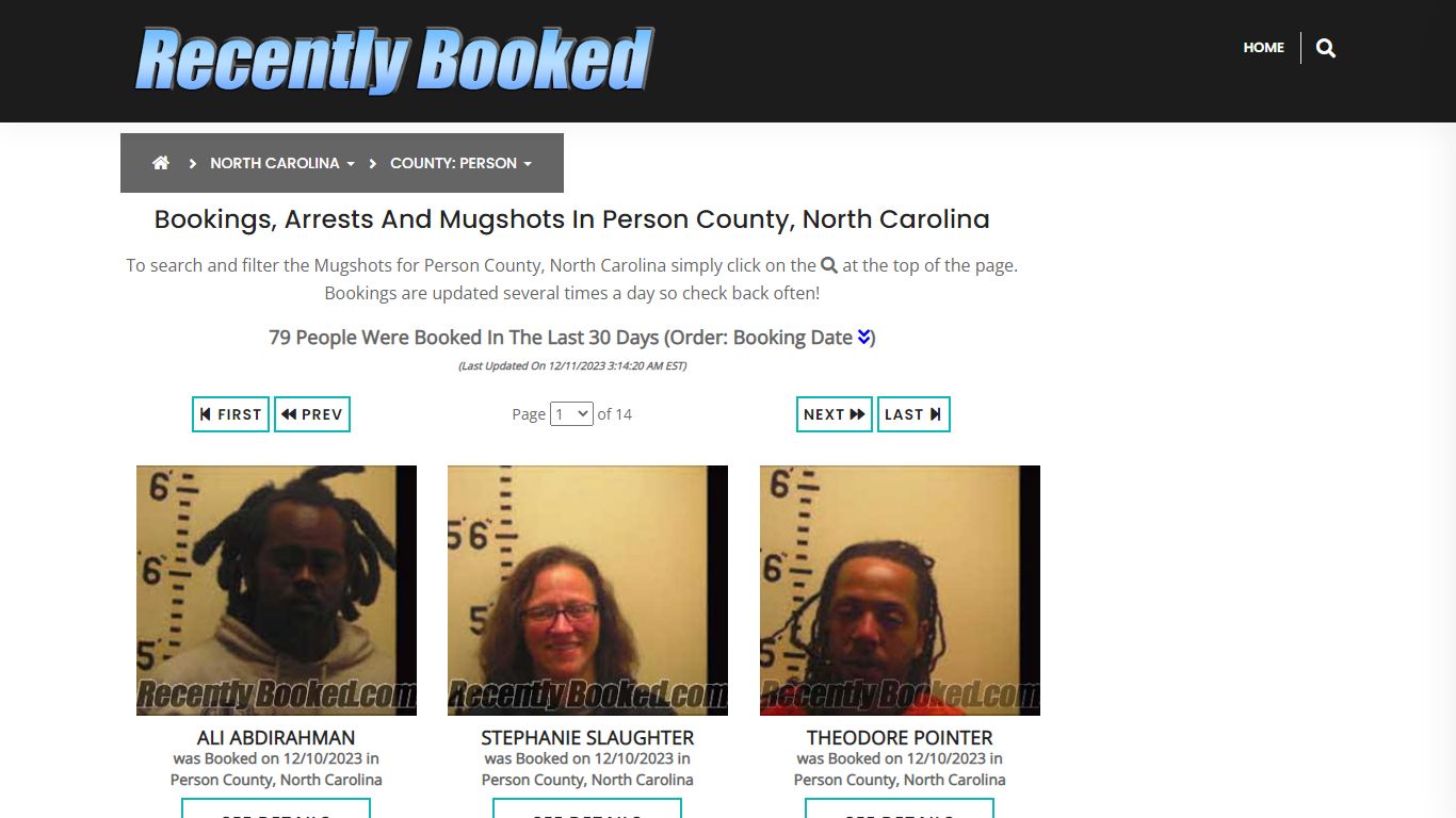 Bookings, Arrests and Mugshots in Person County, North Carolina