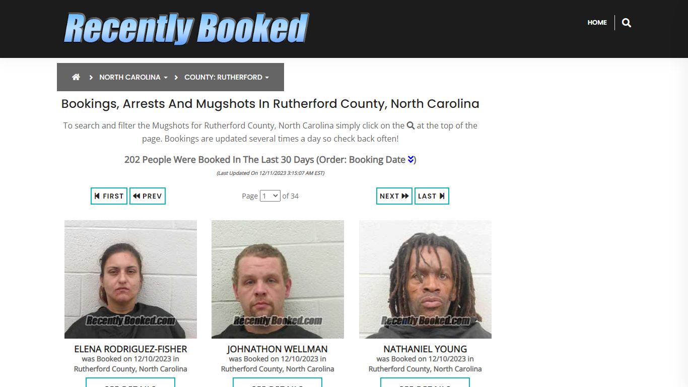 Bookings, Arrests and Mugshots in Rutherford County, North Carolina